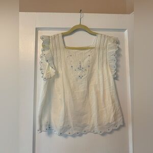 Doen Blouse with Light Blue Stitching